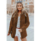 Women's Long Sleeve Solid Color Lapel Mid Shirt Jacket