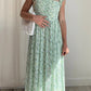 Fashionable Green Shivering Waist Slimming Temperament Lady Mid-length Dress