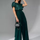 European And American One-piece Sequin Fashion Short Sleeve Casual Jumpsuit Trousers