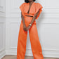 Women's Temperament Casual V-neck Linen Sleeve Pants Set