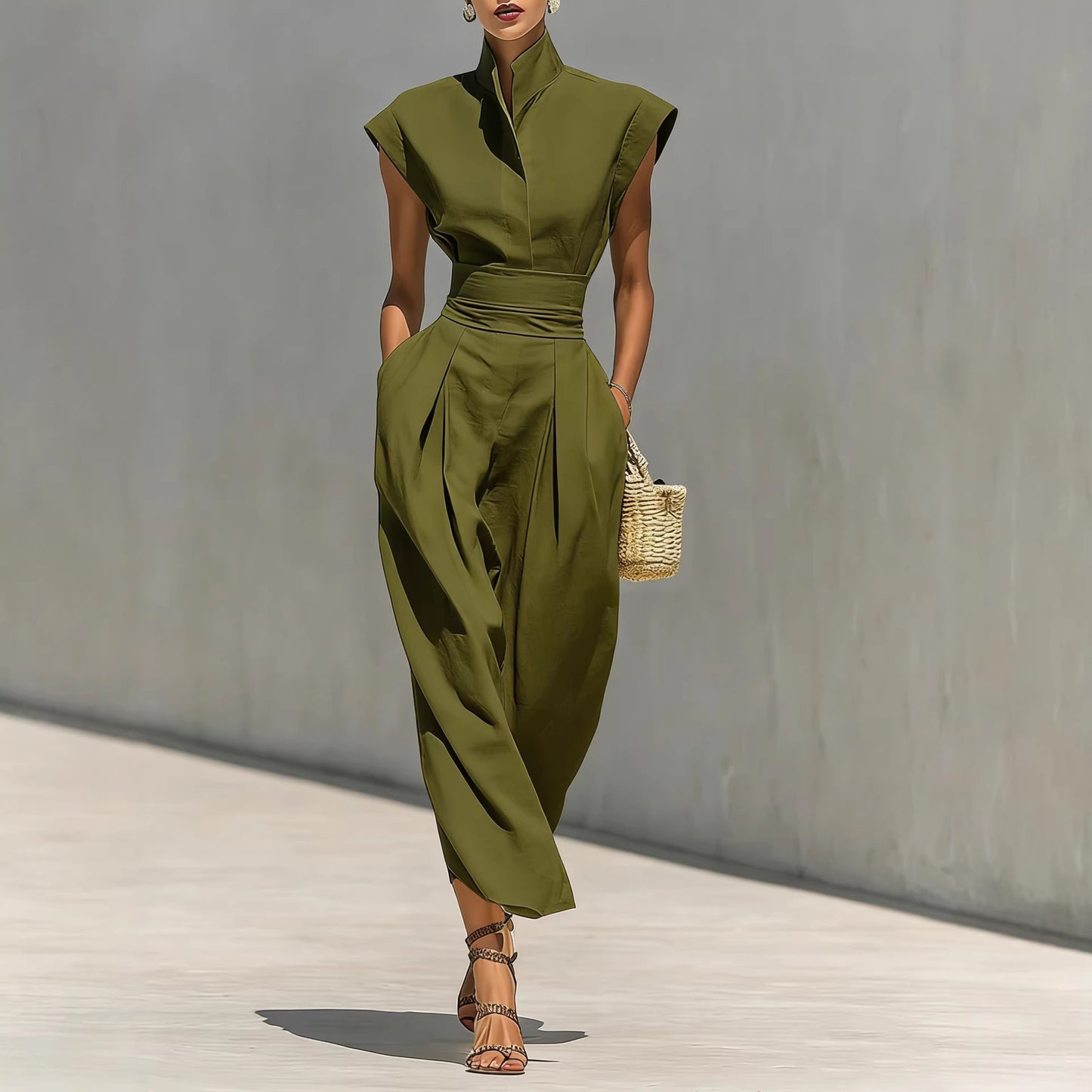 Womens New SpringSummer High-Waisted Midi Skirt