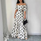 Womens Summer Printed Bandage Sexy A-Line Off-Shoulder Tube Dress