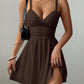 Women's Solid Color Casual Strap V-Neck Formal Dress