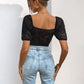 Women's Solid Color Puff Sleeve Jumpsuit