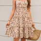 Women Floral Pleated Lace Up Dress