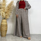 Fashion Printed Satin Full Button Long Cardigan And Pocket Pants Set