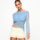Women's Autumn Solid Color Long-sleeved Off-shoulder Top
