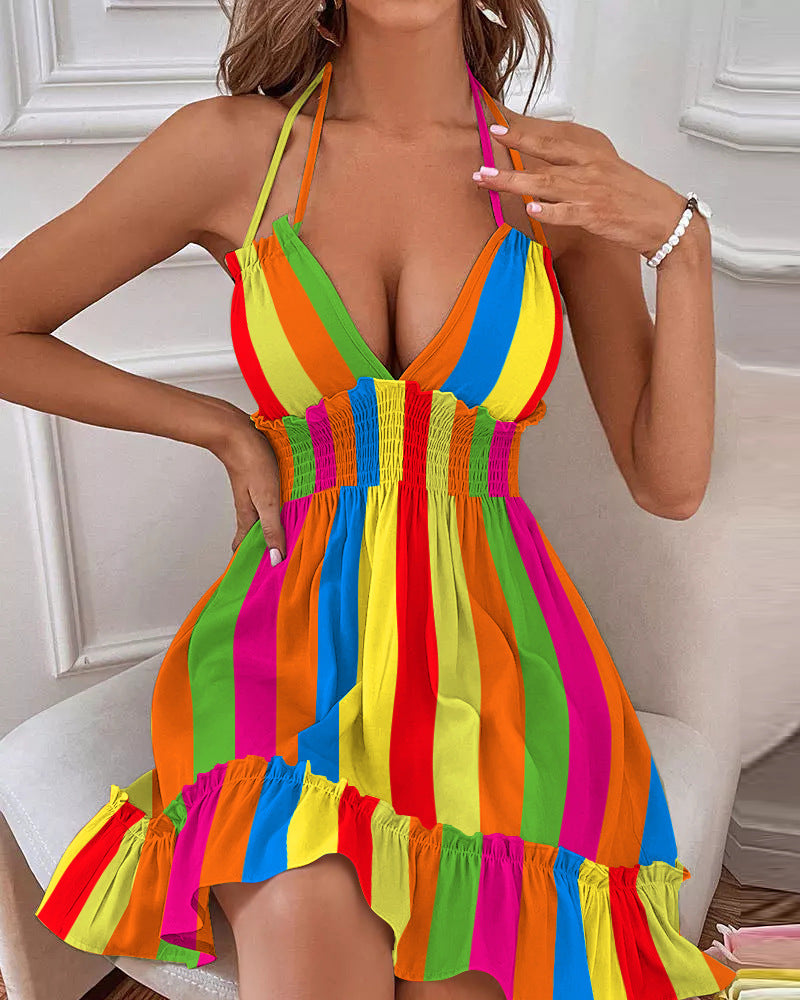 selling Floral-print Strap Casual Dress