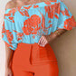 Women's Fashionable Elegant Floral Printed Top And Shorts Suit