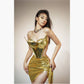 Fashionable Metal Mirror Three-dimensional Design Top Hip Skirt