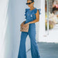 European And American Solid Color Slim Round Neck Women's Jumpsuit