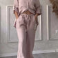 Ensemble deux pièces à lacets et pantalon large pour femme