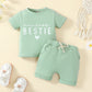Printed White English Auntie's Bestie Short-sleeved T-shirt Shorts