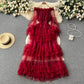 French Style High-grade Ruffled Mesh Cake Dress