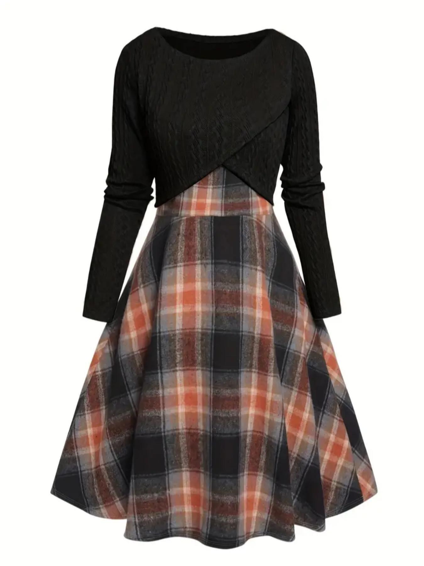 New Womens Two-piece Set Knitted Long-sleeve Top And Dress