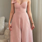 Solid Color Three-dimensional Floral Lace-up Jumpsuit
