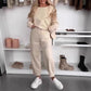 Women's Solid Color Loose-fitting Casual Pullover Trousers Two-piece Set