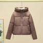 Manteau court uni pour femme avec poche, veste épaisse et chaude en coton rembourré