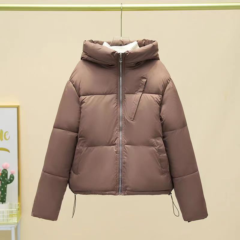 Manteau court uni pour femme avec poche, veste épaisse et chaude en coton rembourré