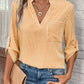 Women's V-neck Pullover Striped Printed Long Sleeves Casual Shirt