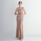 19533  Handmade Sequin Craft Beaded One-shoulder Fishtail Skirt