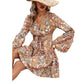 European And American Temperament High Waist Printed Elegant Dress