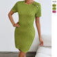 Womens Fashionable Round-Neck Sexy Slim-Fit Sheath Dress