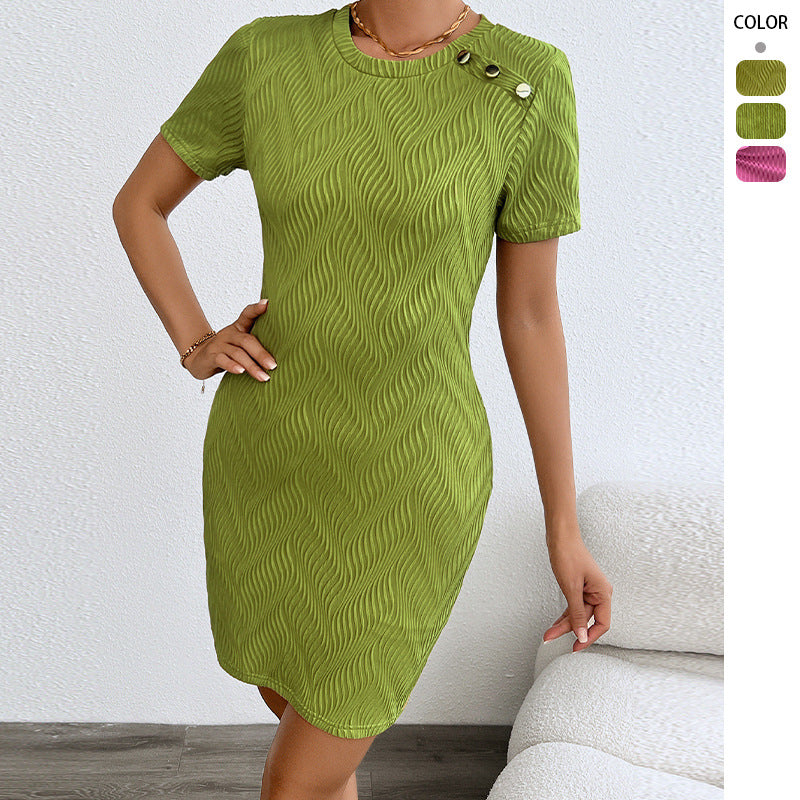 Womens Fashionable Round-Neck Sexy Slim-Fit Sheath Dress