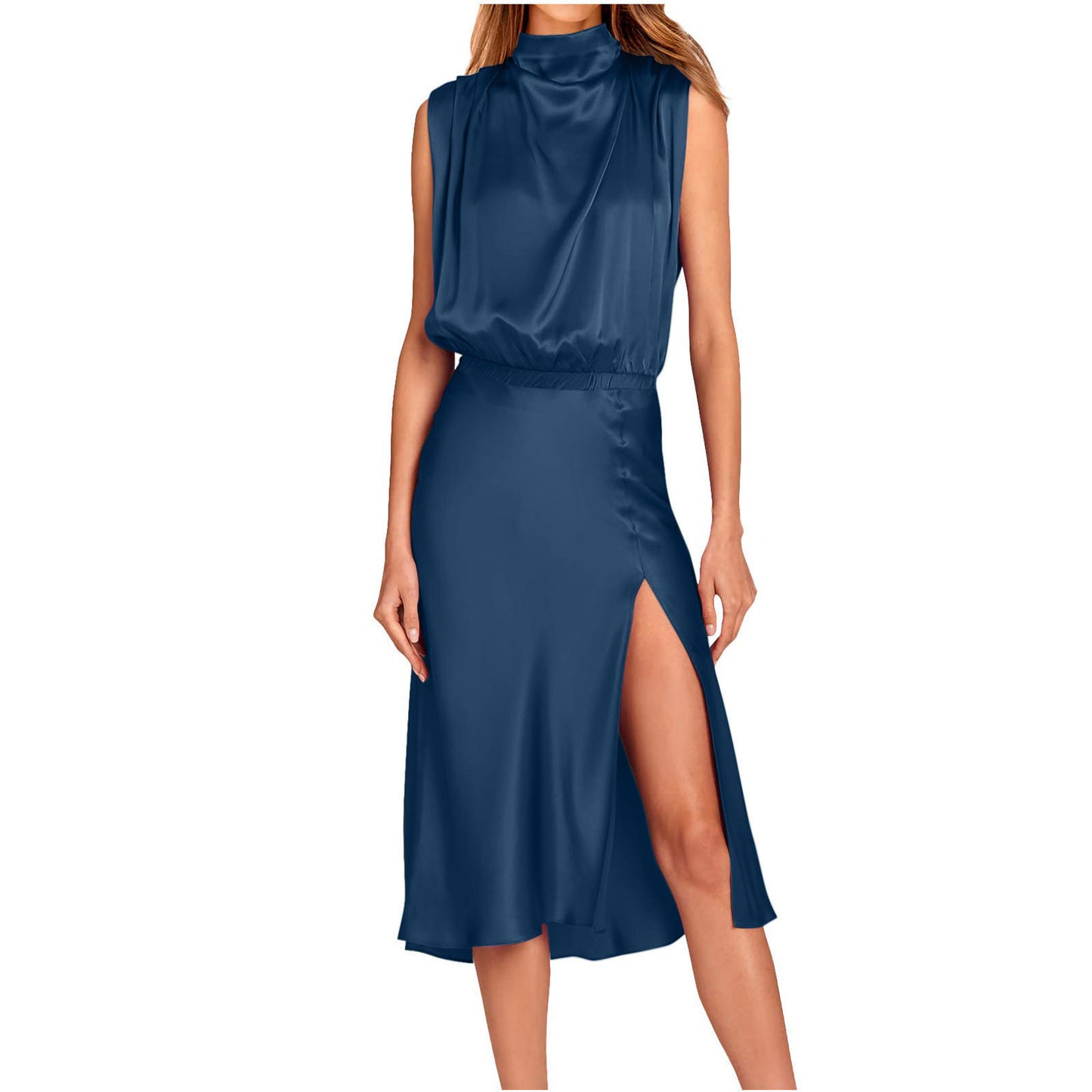 Backless Lace-up Dress With A Slit Hem