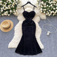 Women's Socialite Pleated Waist Tight Suspender Dress