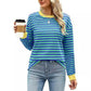 Women's Striped Pattern Round Neck Long-sleeved Sweater