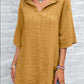 Women's V-neck Solid Color Cotton And Linen Top