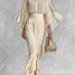 Pleated Wide-sleeve Shirt And Maxi Skirt Two-piece Women's Set