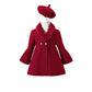 Children's Clothing Young And Little Girls Winter Solid Color Stitching Fur Collar Woolen Coat Outerwear