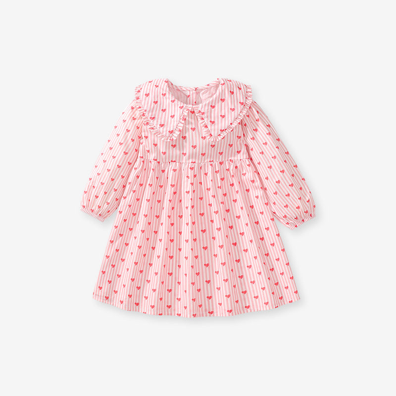 Robe à manches longues en coton pour enfants, imprimée