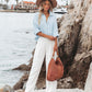 Women's Fashion Polo Collar Pocket Candy Color Shirt Top