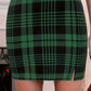 Striped Plaid Contrast Color Hip Skirt High Waist Slit Skirt