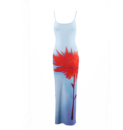 European And American Style Flower Strap Dress Women