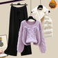 Ensemble trois pièces pour femme, gilet, pull épais, pantalon large