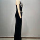 Women's Black Bandeau Slim-fit Drilling Long Dress