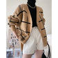 Large Check Loose Long Sleeve Sweater Jacket