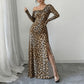 New Square Neck Leopard Print Elegant Slim-fit Dress