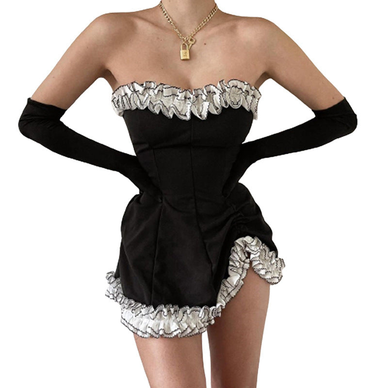 Women's Wrapped Chest One-shoulder Slim Dress