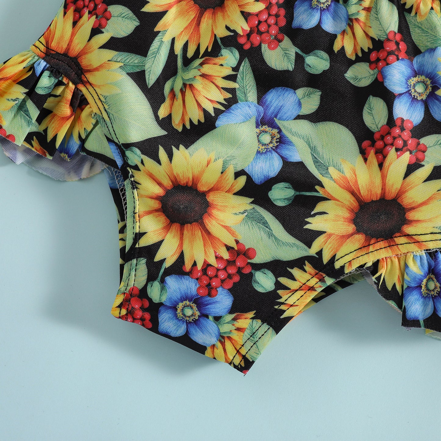 Girls' Flower Print Front Tied Spaghetti-strap Split Two-piece Suit Swimsuit
