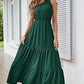 New Women's Solid Color Long Dress Knot One Shoulder Sleeveless Pleated
