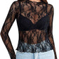 Women's Lace Blouse Long Sleeve Transparent Shirt