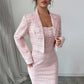 Women's Clothing Skirts Suit Lapel Long Sleeve Short Plaid Jacket