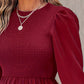 Round Neck Ruffled Lantern Sleeves Long Sleeve Dress
