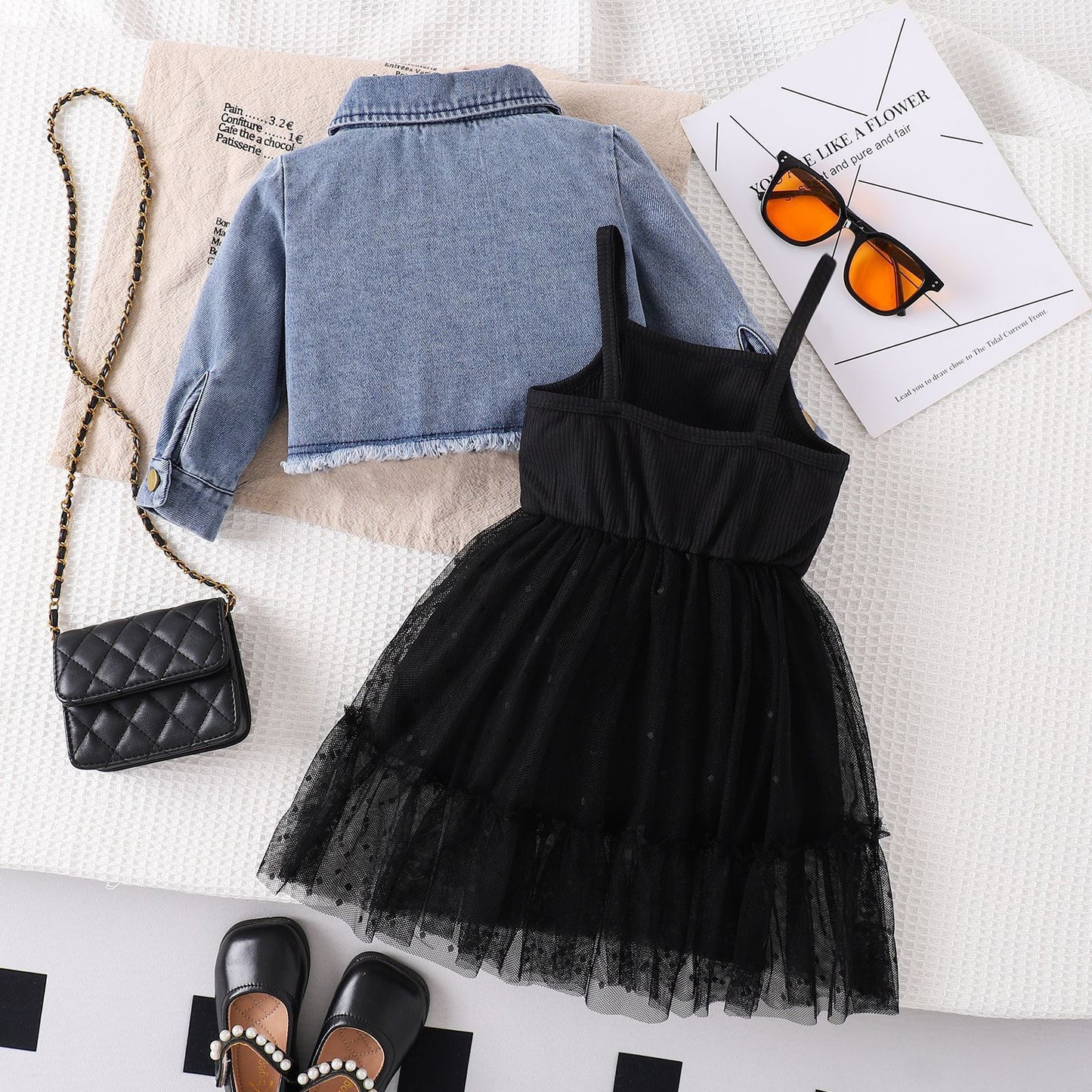 Spring And Autumn Children's Fashion Gauze Skirt Set