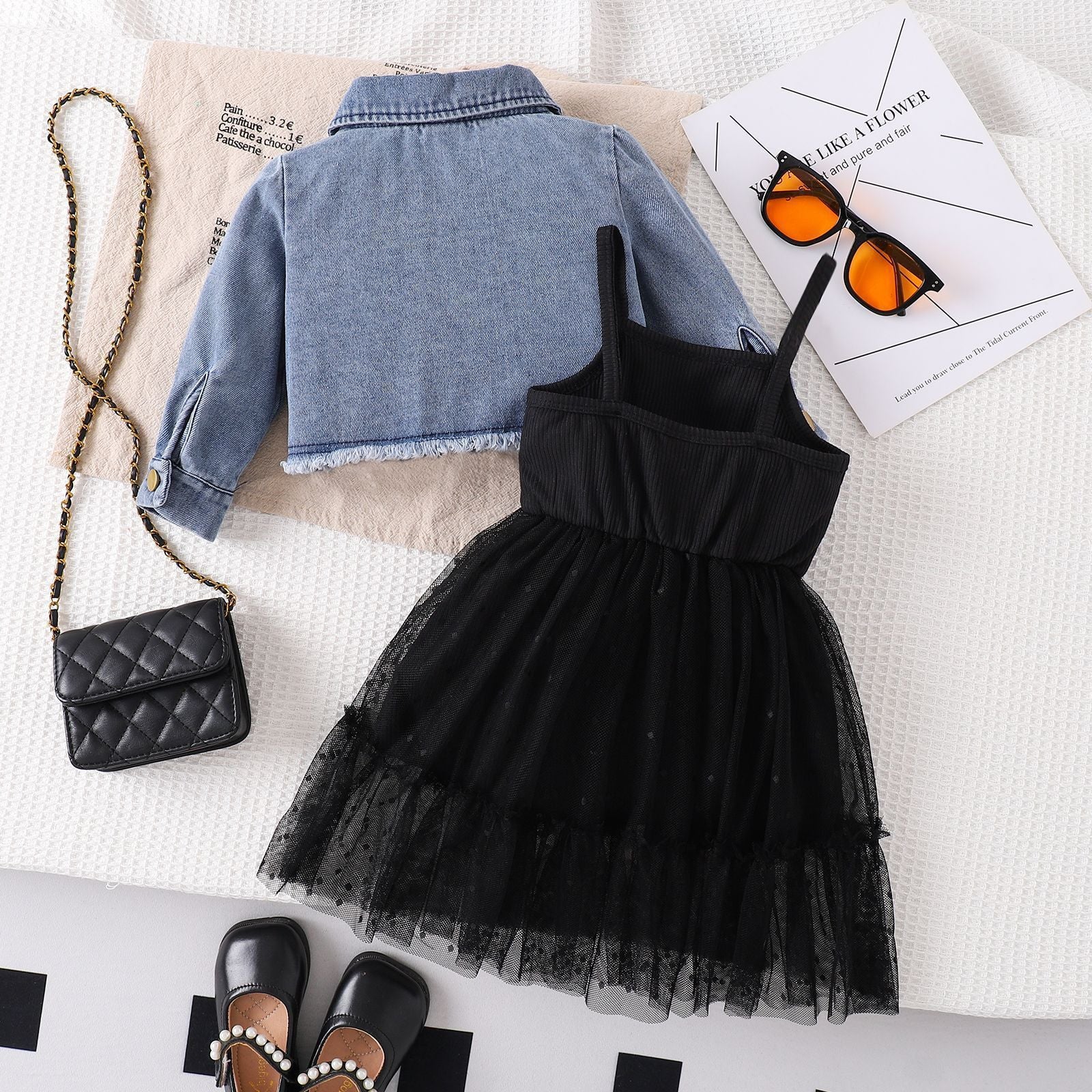 Spring And Autumn Children's Fashion Gauze Skirt Set